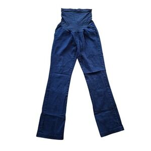 Indigo Blue Maternity Trousers Women M Navy Blue Secret Fit Belly Straight Leg